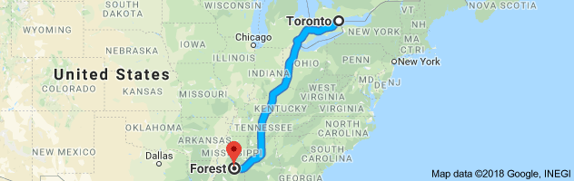 shipping from Ontario to Mississippi