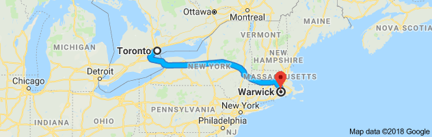 shipping from Ontario to Rhode Island