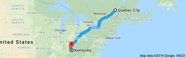 shipping from Quebec to Kentucky