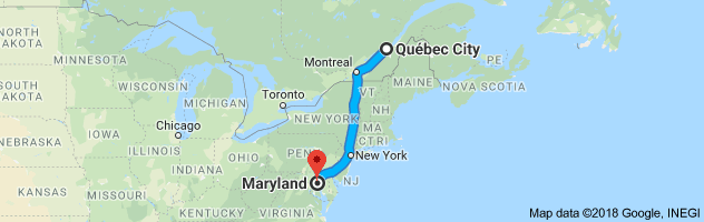 shipping from Quebec to Maryland