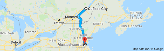 shipping from Quebec to Massachusetts